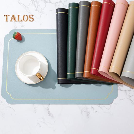 Rectangle Faux Leather Placemat Modern Waterproof Heat-Resistant Non-slip Heat Insulation Dishwasher Safe Dining Table Protection Decoration