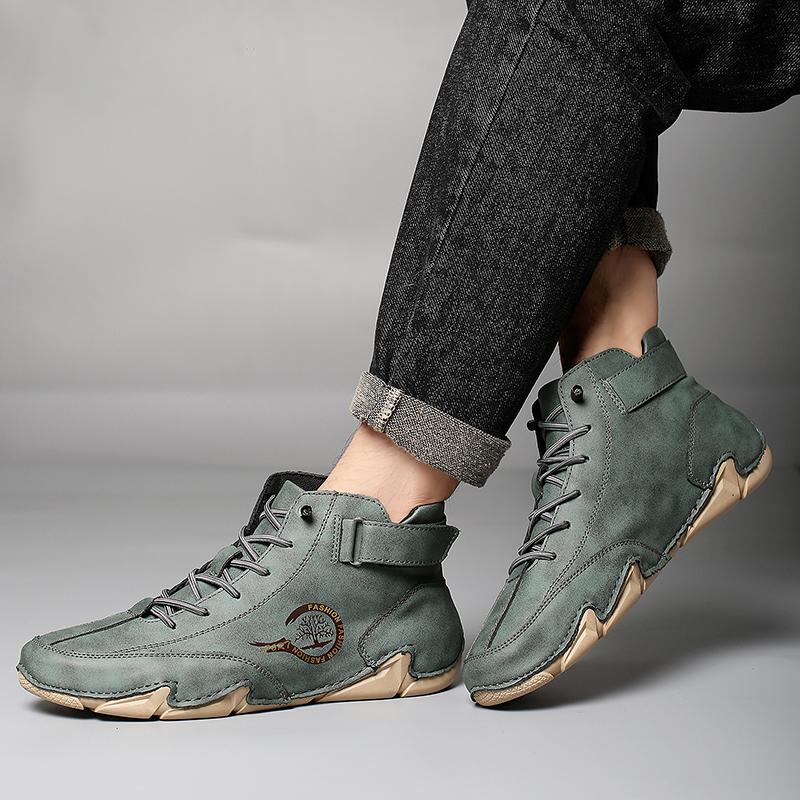 Autumn Winter Handmade Split Leather Boots Men Shoes Comfortable Ankle Boots For Men Casual Shoes Moccasins Men Boots