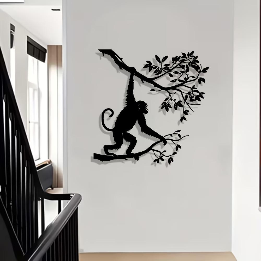 1pc Dynamic Monkey Iron Wall Art, Weatherproof Sculpture for Patio, Garden Fence, New Year Easter Holiday Outdoor Decor
