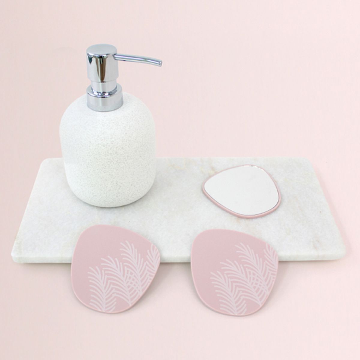 Lightweight and Slim Hand Mirror Pink Muhly 2P