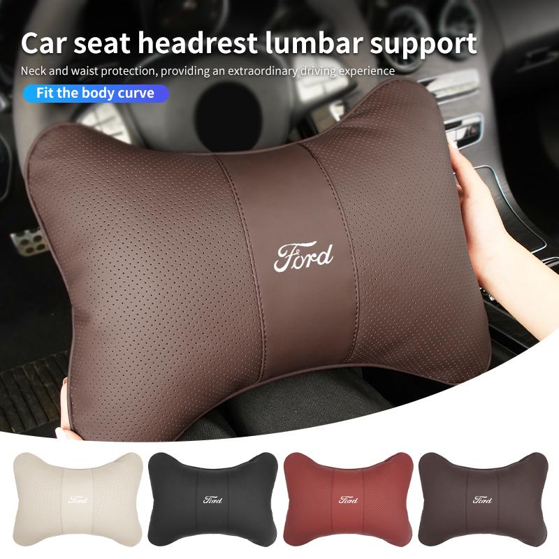 For Ford Leather Car Headrest Lumbar Support Vehicle Seat Neck Waist Cushion Fiesta Ranger Mondeo Escape Ecosport Fusion
