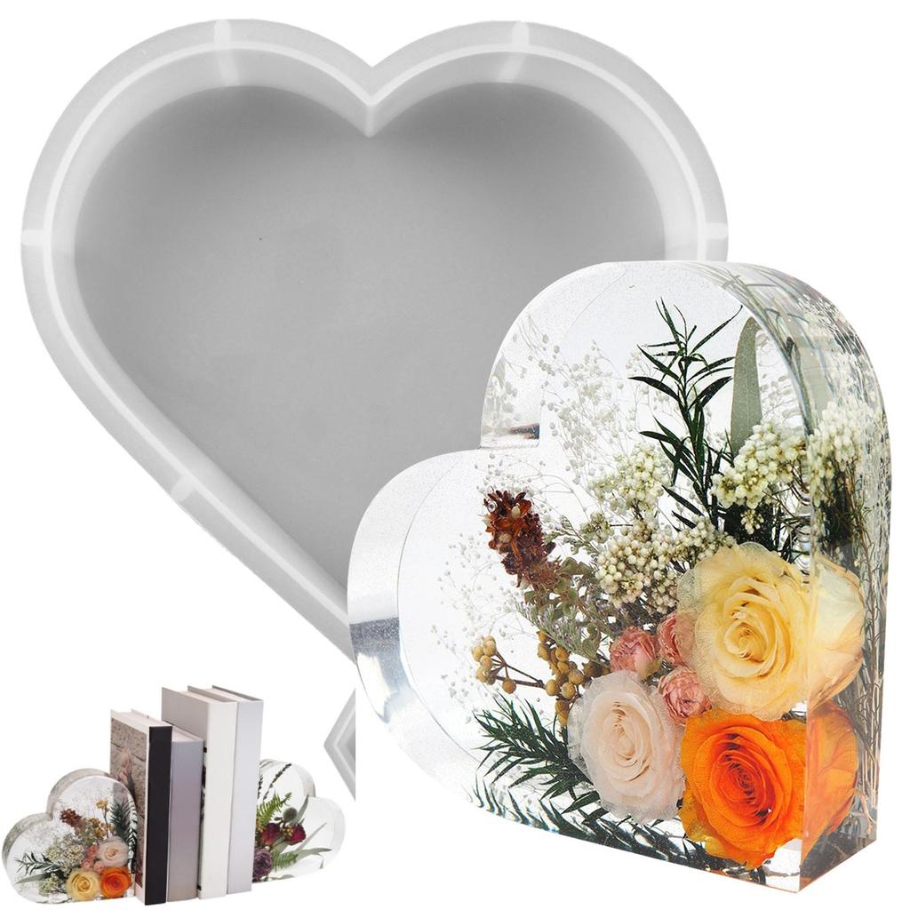 Large Silicone Molds Epoxy Resin Casting Molds Hexagon/Heart Shape Mould DIY Flower Preservation Art Craft Tools Gift