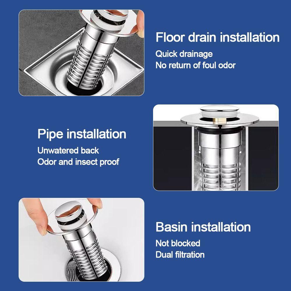 Plastic Floor Drain Filter Mesh Hair Trap Sealing Cover Washbasin Bounce Core Multifunctional Anti-clog Shower Leak Net