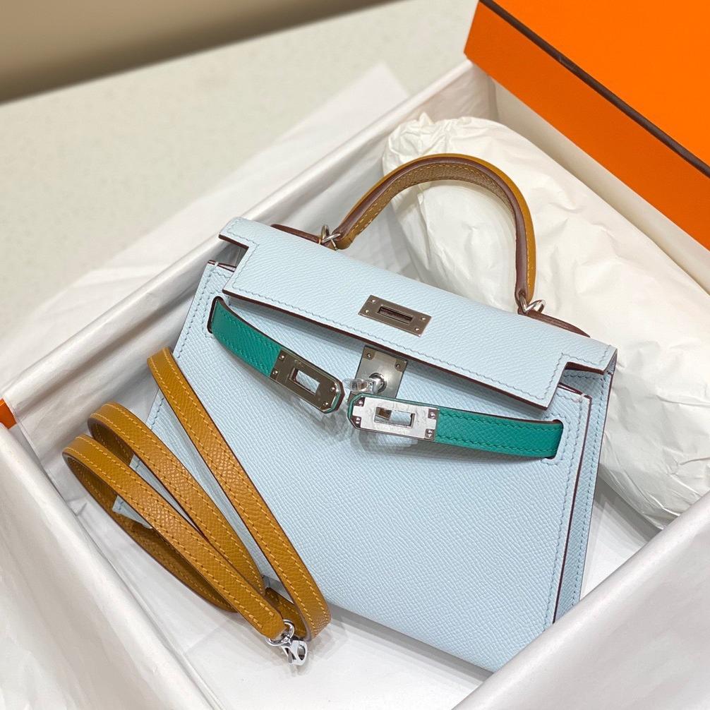 Haute Couture Palm Pattern KL Bag 25cm Second Generation Contrasting Color Half-hand Leather Shoulder Crossbody Bag Women's Mini