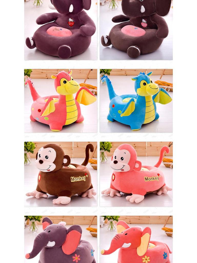 Lazy Kids' Plush Animal Sofa: Dinosaur, Giraffe, Elephant Dolls