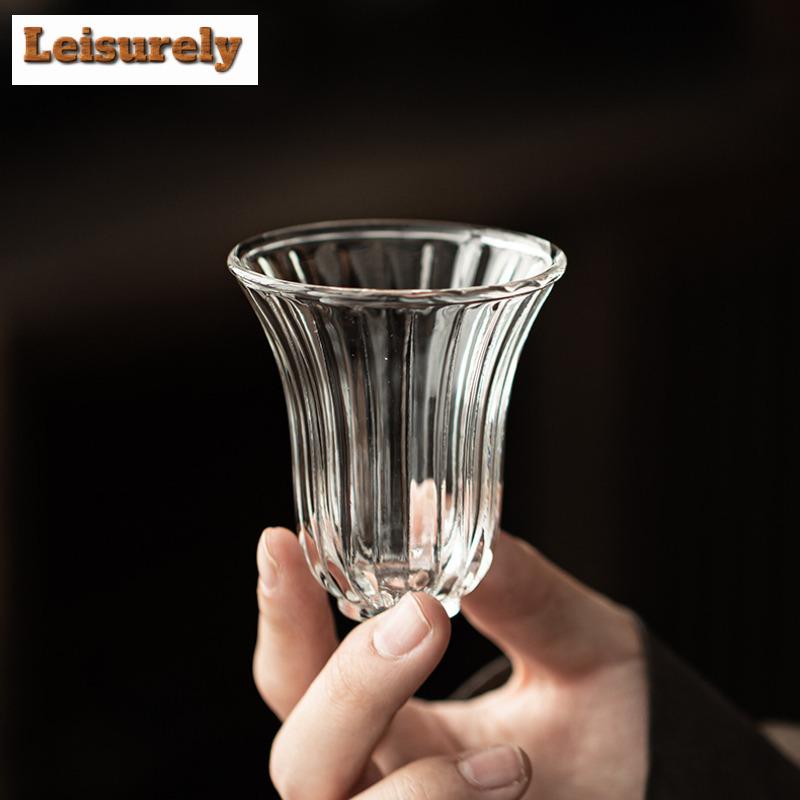 2pc/lot High Borosilicate Glass Teacup Zen Tea Bowl Tea Cup Set Tea-tasting Personal Cup Jianzhan Master Cups Household Cha Gift