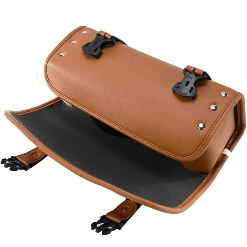 Motorcycle Saddlebags PU Leather Front Fork Tail Tool Bag Luggage Pouch Waterproof for Harley Sportster XL Touring Softail Dyna