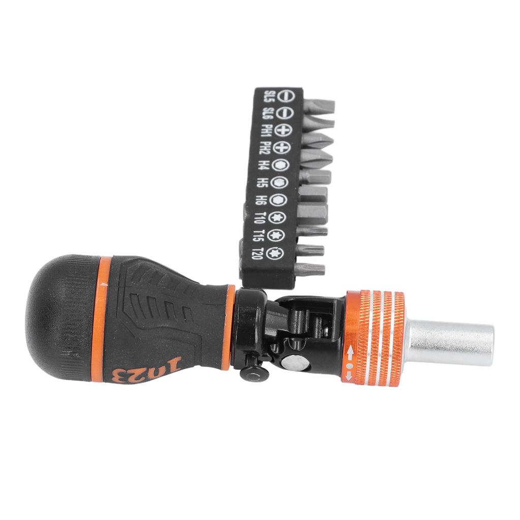 Ratcheting Screwdriver Bit Set 10 in 1 MultiBit Combination Adjustable Angled Multi Function Househo