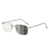 Vintage Unisex Rimless Photochromic Computer Glasses Anti-blue Light Outdoor Ultra Light Color-changing Flat Lens Eyewear