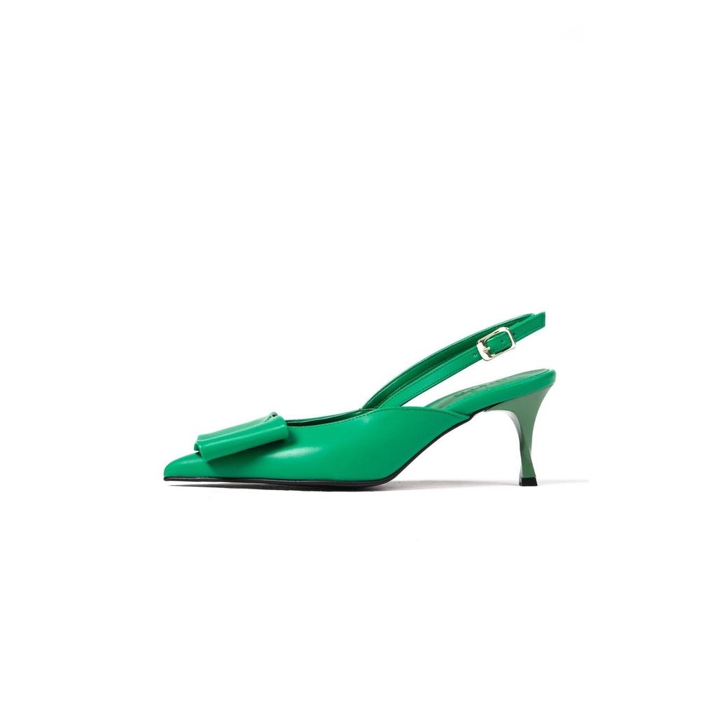 Women Stylish Sax Blue Bow Accessory Heeled Shoes