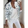 Women S Zip Up Printed Turn Down Collar Jacket Casual Commute Outerwear