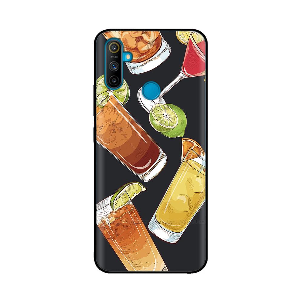Etui do Realme C3 Miękkie Czarne Silikonowe TPU Wzór Tylna Klapka Do OPPO Realme C3 RMX2020 C 3 RealmeC3 Malowane Etui na Telefon Fundas