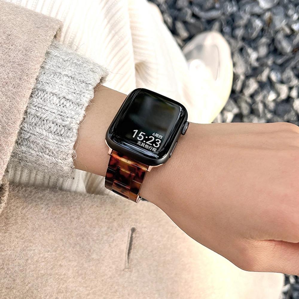Women Resin Strap for Apple Watch Series 11 10 9 7 8 41mm 45mm 42 46mm Band 6 Se 40 44mm Loop for Iwatch Ultra 3 2 49mm Bracelet