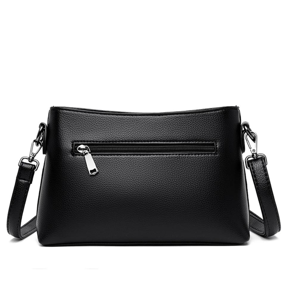 Elegant Floral Embroidered Leather Crossbody Bag for Women Small Shoulder Bag with Zipper Pocket Stylish Practical Design