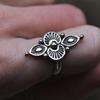 2025 Retro Carved Ethnic Flower Ring - Imitation Thai Silver Women's Jewelry