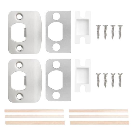 Door Lock Strike Plate with Spacer Shim Wood Dowels Strips Stainless Steel Door Strikes Latch Restorer Kit Universal Security Striker
