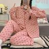 Sweet Cute Cartoon Bear Lady Home Pajama Sets Heart-shaped Print Fashion Casual Women Sleepwear Spring Autumn