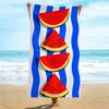 Summer Watermelon Beach Towel, Vibrant Watermelon Slices On Striped Pattern Bath Towel, Fresh Vacation Beach Blanket 1pcs