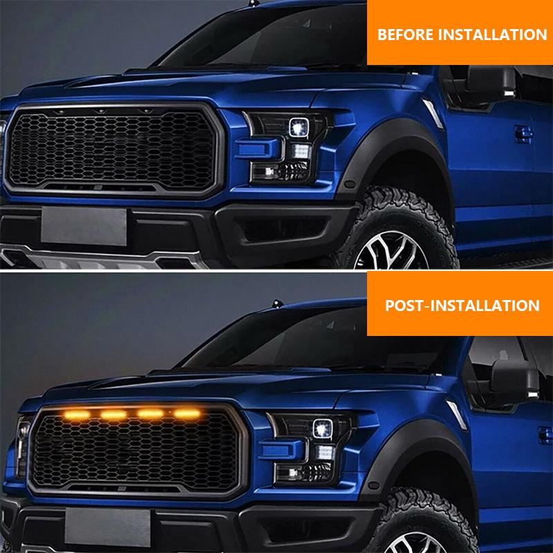 4 In 1 Car Front LED Grille Light Smoked Amber Grill Light For Jeep Off Road Trunk SUV Ford Toyota Daytime Running Lamp
