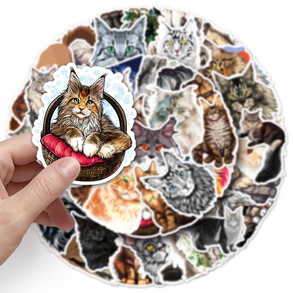 50pcs Maine cat graffiti stickers personalized cross-border cartoon cute cat decoration mobile phone luggage creative stickers