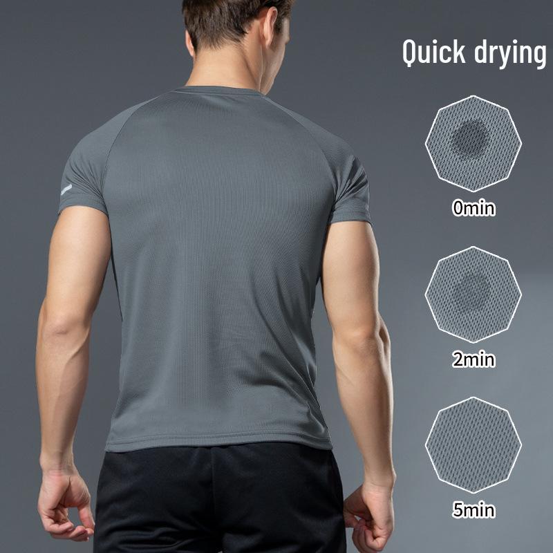 Men's Quick-Dry Loose Fit Sports T-Shirt - Breathable, Sweat-Wicking, Plus Size, Short Sleeve for Summer.