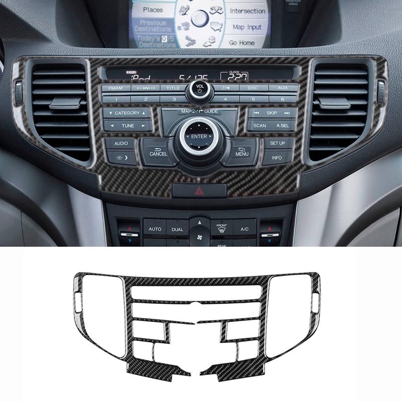 Real  Carbon Fiber Sticker For Acura TSX 2009-up Radio navigation system panel Trim Cover Car Accessories Interior decorative