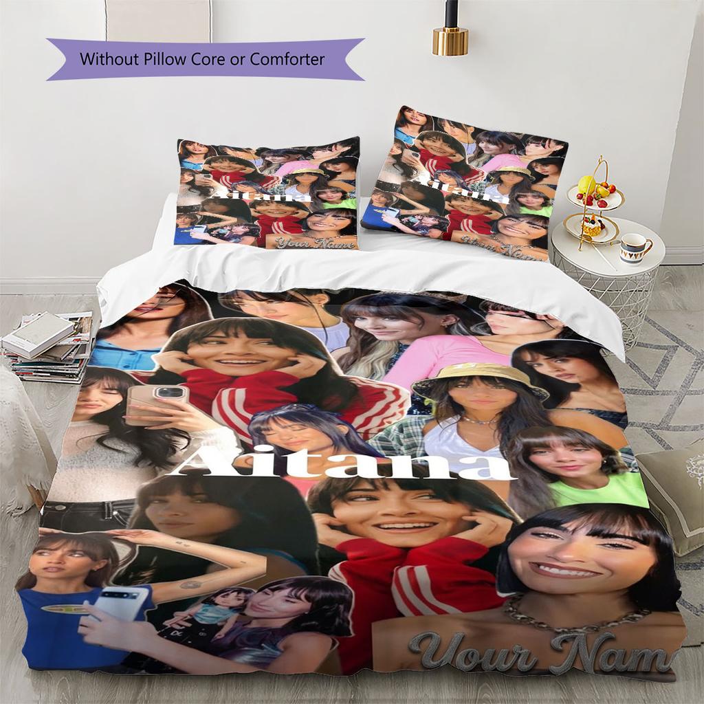 Aitana Custom Name Pattern Bedding,Quilt Set Quilt Cover Pillowcase Home Birthday Gift(1 * Duvet Cover + 2 * Pillowcase, Without Core)