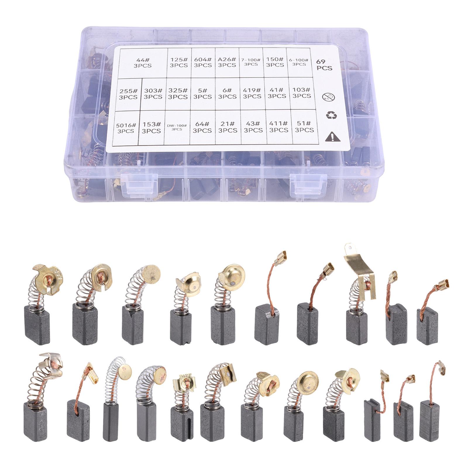 

69Pcs Electric Motor Carbon Brushes Replacement For Power Tool Hammer Drills Circular Saws Replacement Carbon Brush Accessories