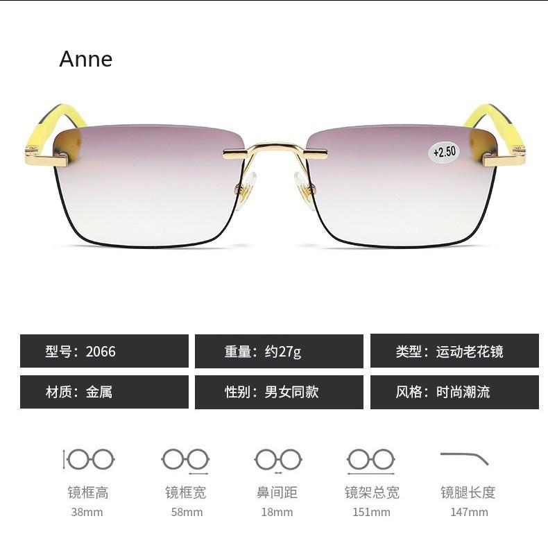 Frameless Elastic Hinge Reading Glasses Men Business Square Hyperopia Eyewear Trendy Non Slip Legs Sun Presbyopia Glasses Gafas