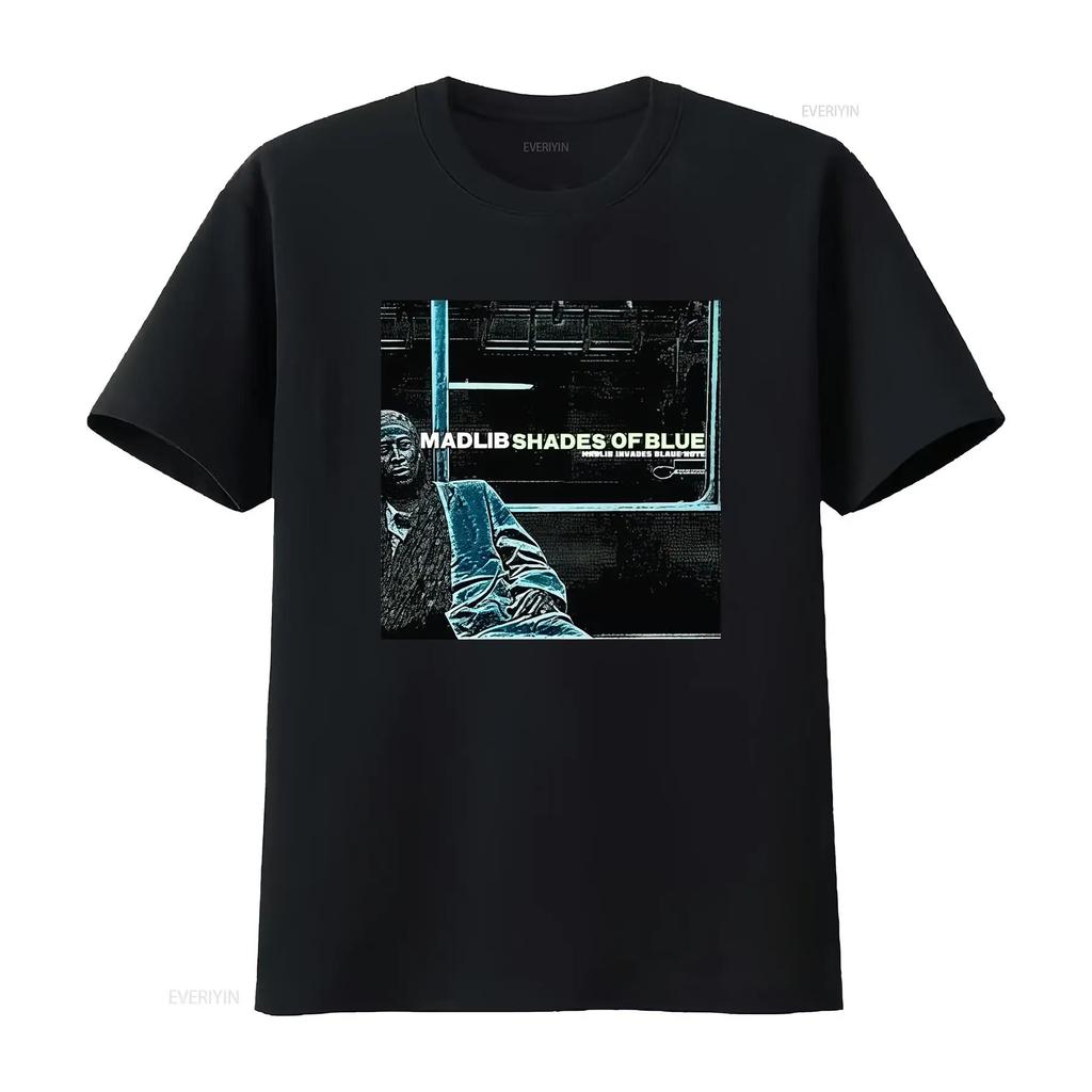 Madlib Shades Of Blue Album Art Print Heavy Cotton T Shirt for Men and Women vintage Washed homme Stretched designer clothes