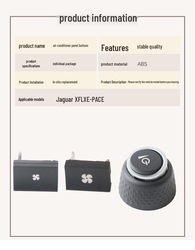 Compatible with Jaguar XFL, XEL, F-PACE: A/C Control, Volume & Fan Speed Adjustment Buttons.