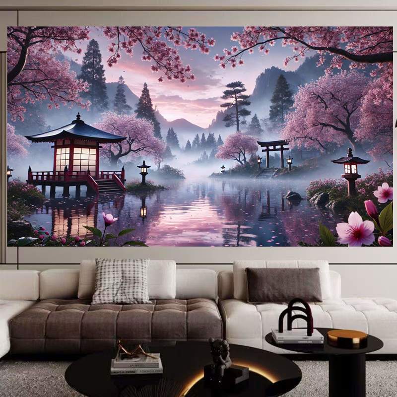 Beautiful Japanese Landscape Wall Hanging, Instagram Worthy Bedroom Dorm Decor