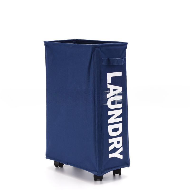 Rolling Slim Laundry Basket Wheels Foldable Laundry Hamper Handle Collapsible Laundry Sorter Organizer Tall Storage Basket Bin