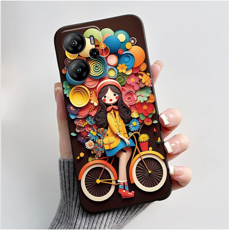 Para Funda Oscal Tiger 13 Lindo Corazón de Amor Conejo Negro Silicona Suave Cubierta Trasera Protectora Para Funda de Teléfono Blackview Oscal Tiger 13