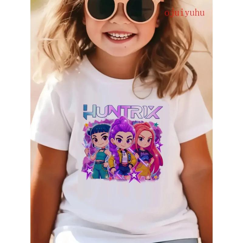 Wave demon hunter print fashionable casual round neck cartoon boy and girl cotton T-shirt