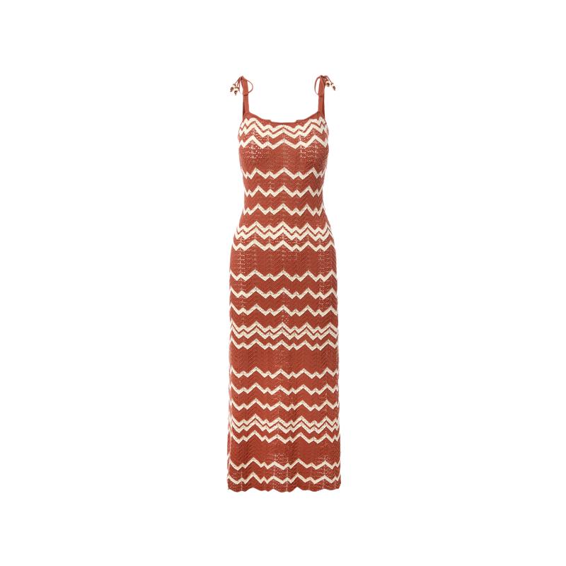 LANCY Ribbed Knit Maxi Dress M