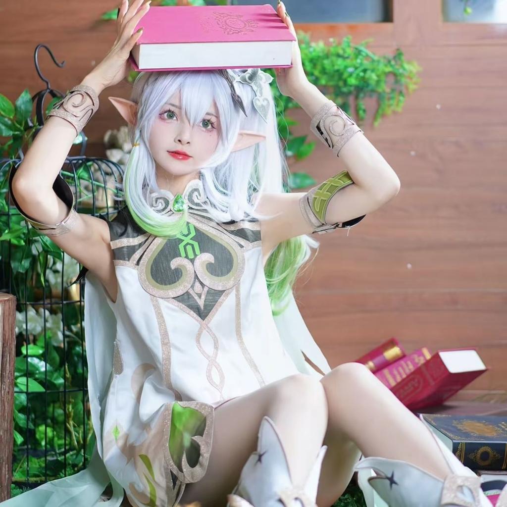 Nahida Cosplay Costume Lesser Lord Kusanali Full Set Dress Ears Wig Nahida Outfits for Comic Con