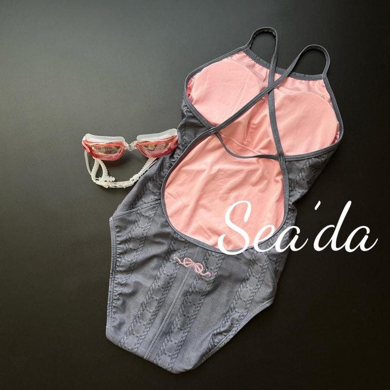 [Grey Yao Fendai] Grey embroidery pattern swimming special professional racing one-piece swimsuit slightly fat large size
