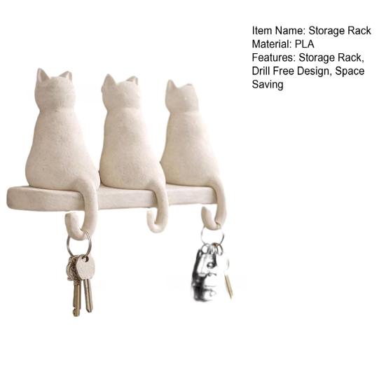 Storage Rack Wall Mounted 3 Hook Hanger Cute Animal Shape No-Punch Key Holder Nordic Style Organizer for Home
