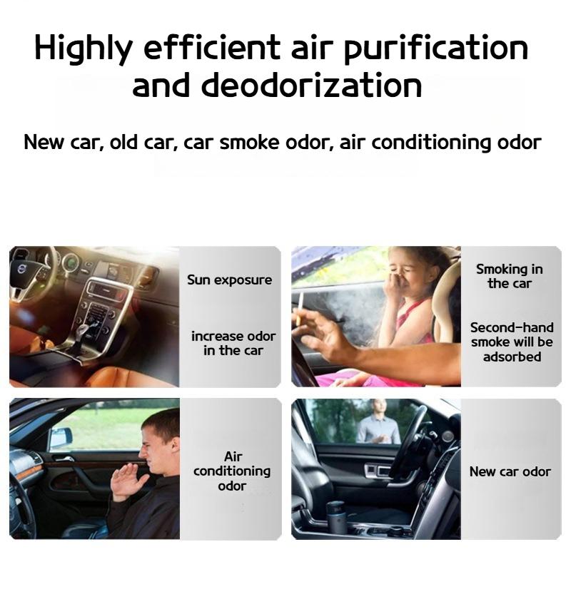 Portable Solar Powered Car Air Purifier No Consumable Filter Removes Odor Smoke and Formaldehyde for Vehicle Household