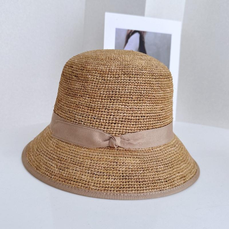 Natural Raffia Hand-woven Sun Hat for Women Summer Sun Protection UV Wide Brim Beach Straw Hat Korean Designer Block Hat