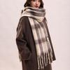 Mohair Plaid Wool Scarf Tassel Long Shawl Retro Winter Cashmere Scarves  Student