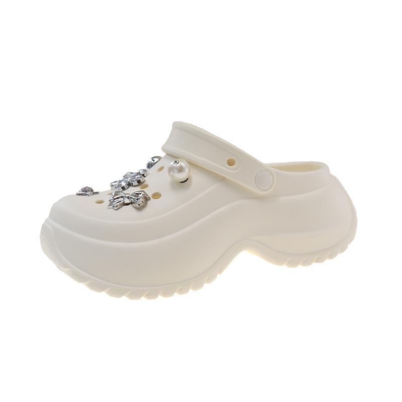 Cute Cartoon Stepping On Shit Feeling Hole Shoes Women 2025 Summer Super Fire Gradual Change Color Thick Sole Heightening Beach Bag Head Sandals
