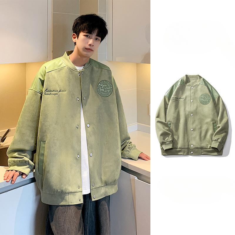 Замшевая мужская куртка весна-осень новый модный бренд повседневный спортивный мужской — фото 4