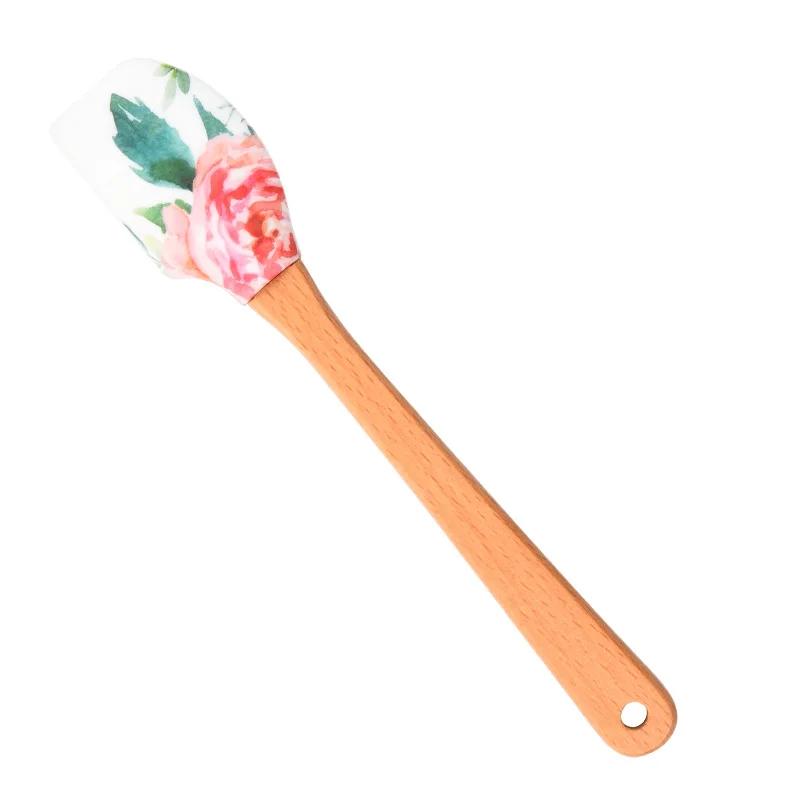 1pc Wooden Handle Cake Silicone Spatula Nonstick Cream Butter DIY Baking Scraper Kitchen Batter Mixer Chocolate Pastry Blenders