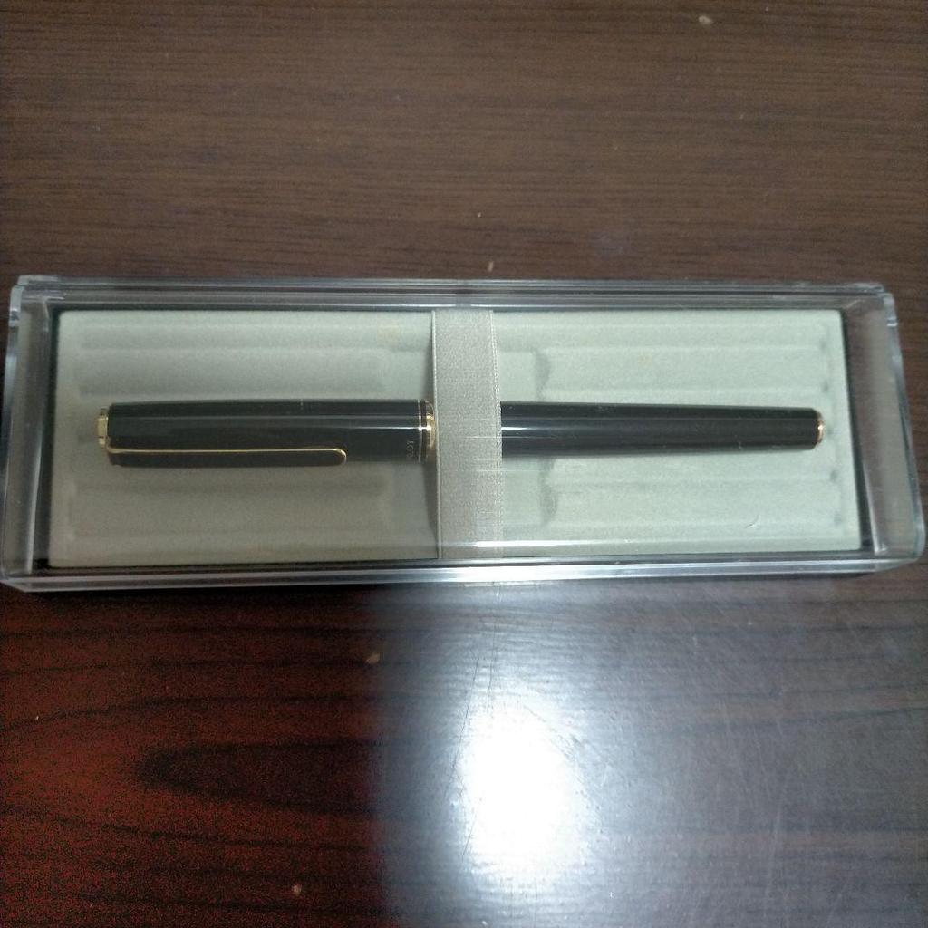 Used (New) PILOT Fountain Pen Black Gold-Plated Nib with Clear Case and Refill Ink