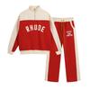 Zip-Up Color Block Letter Print Fleece Hoodie Sweatpants Set for Men Women