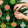 Indoor Christmas Party Props 12/24/36Pcs Wooden Ornaments Red Green Snowflake Hanging Decorations with Rustic Wood Decor Strings Tree Accents