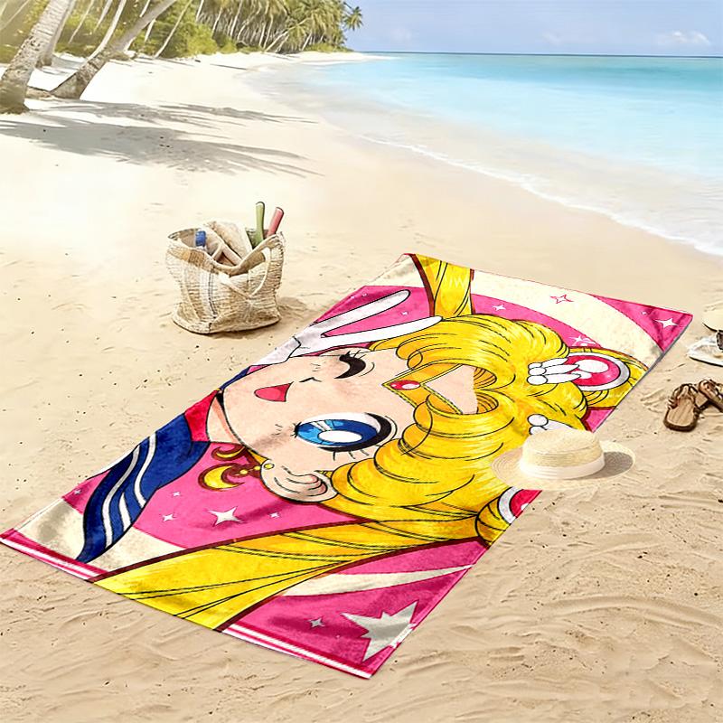Sailor Moon2 Print Beach Towel, Large Soft Quick Dry Towel for Beach Camping Swimming