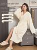 Unisex Coral Fleece Bathrobe: Full-Body Tie-Up Pajama Robe for Autumn/Winter